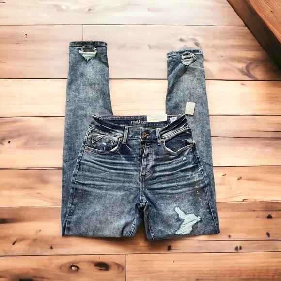 Maurices Edgely High Rise Boyfriend  Denim Jeans Buttonfly Size 0 Long - Picture 2 of 4